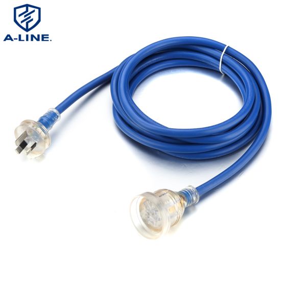 Cordão de extensão transparente da Austrália 10m com 10a, 250V, H07VV-F 3*1,5mm2 