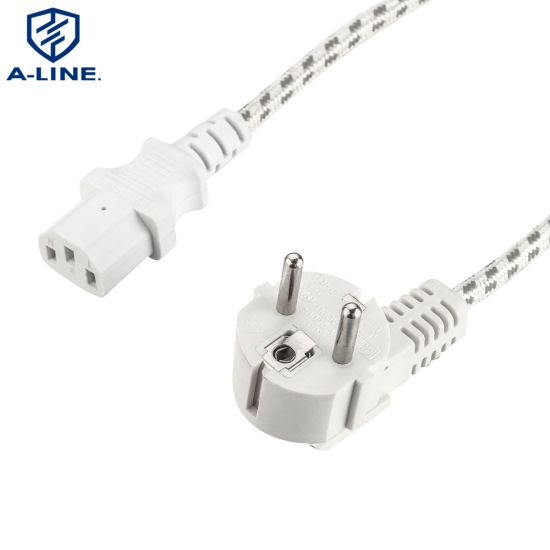 OEM Aprovação VDE European 3Pins Power Plug com fio trançado