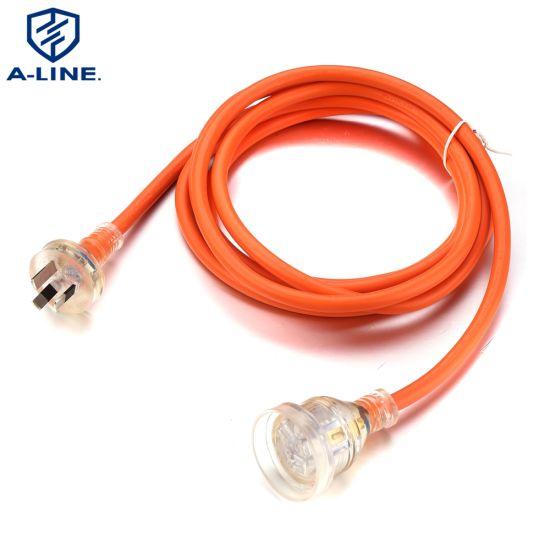 Cordão de extensão transparente da Austrália 10m com 10a, 250V, H07VV-F 3*1,5mm2 